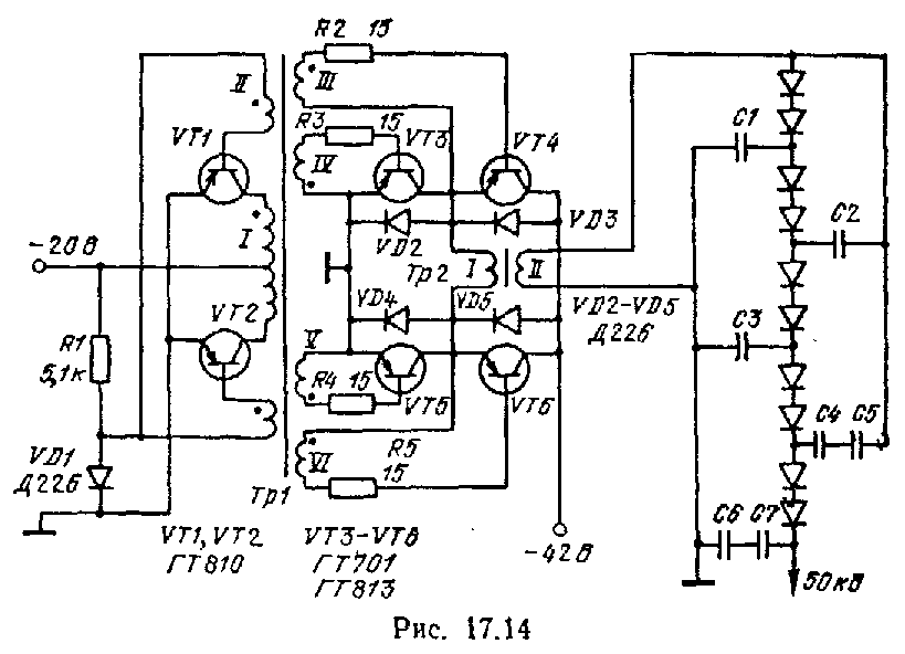 Схема транзисторного преобразователя напряжения